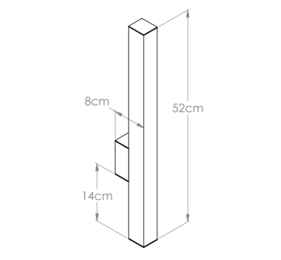 Desenho técnico da luminária de parede resistente à água Eclipse Bella Itália, com diâmetro de 40cm e profundidade de 6cm, ideal para corredores, lavabos, varandas e áreas externas.